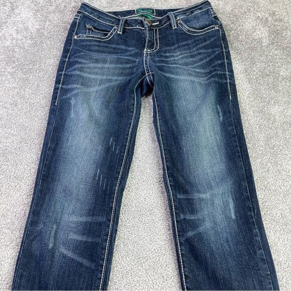 Wrangler Premium Patch Jeans Women's 27X30 Blue Dark Wash Skinny Leg Low Rise - Picture 2 of 15